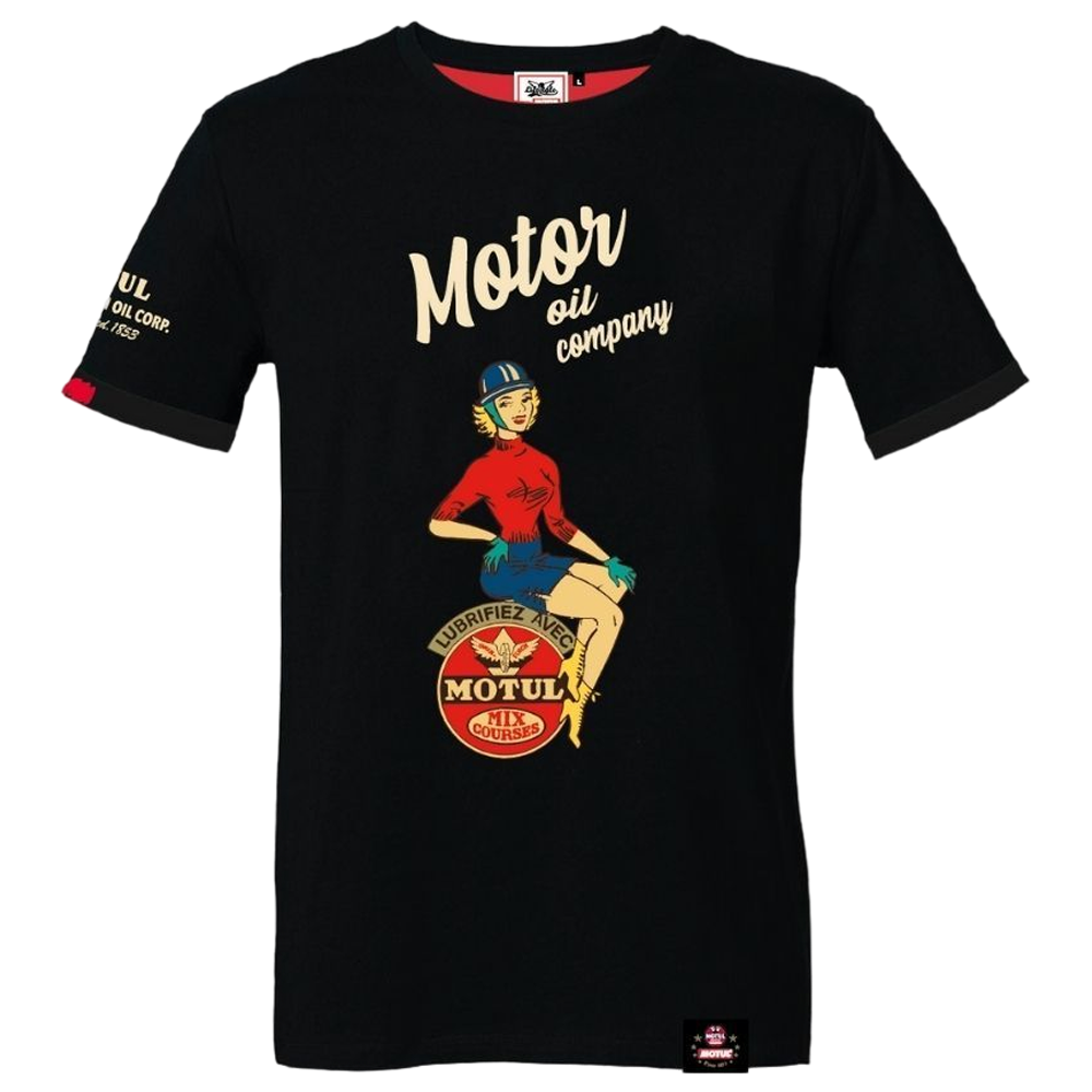 Motul - Vintage pin-up girl met de tekst "Oil company company"