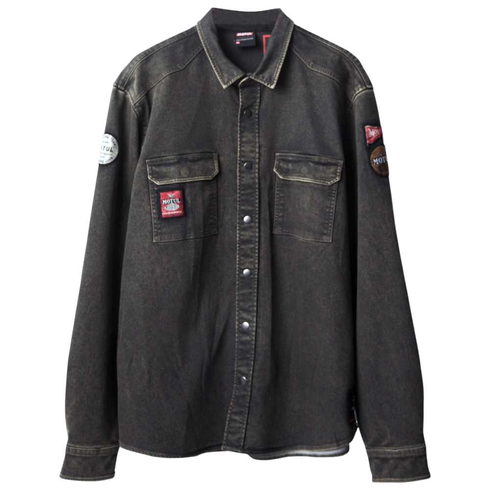 Motul - Khaki denim overhemd met drukknopen